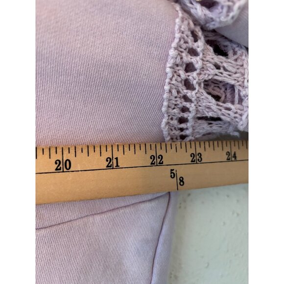 Free People Melody Crochet Trim Pullover Sweatshirt Lilac Lavender Womens - Picture 8 of 10